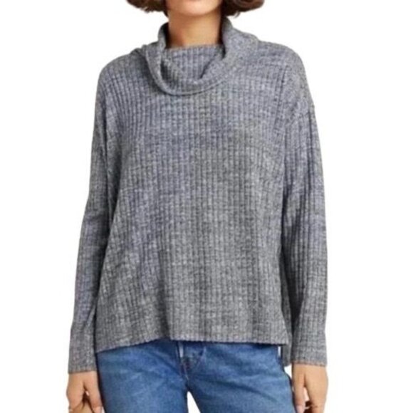 Maeve By Anthropologie Womens Gray Ribbed Cowl Neck Sweater XS Oversized - Picture 3 of 10